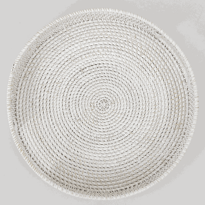 Morning White Rattan Tray Round