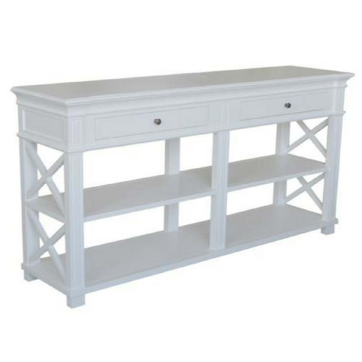 North Harbour Medium Console Table Satin White 160cm wide x 40cm deep x 80cm high