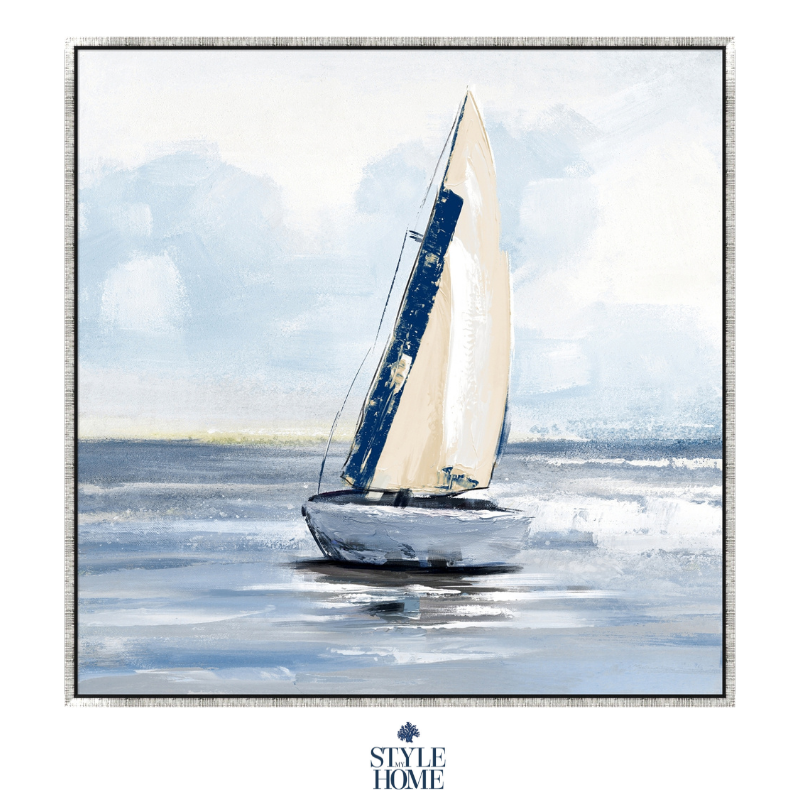 Sailing Day 1 Decorative Canvas In Antique Silver Frame