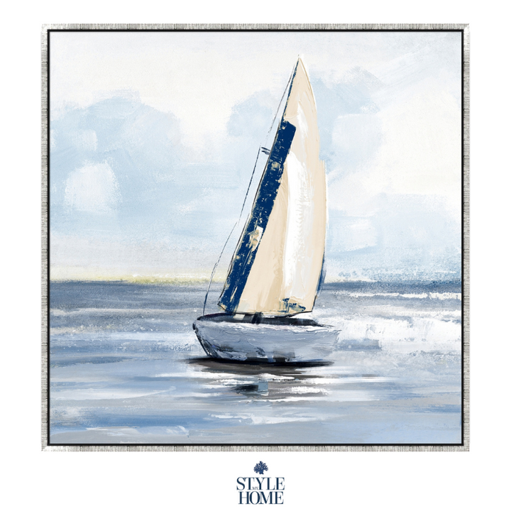 Sailing Day 1 Decorative Canvas In Antique Silver Frame