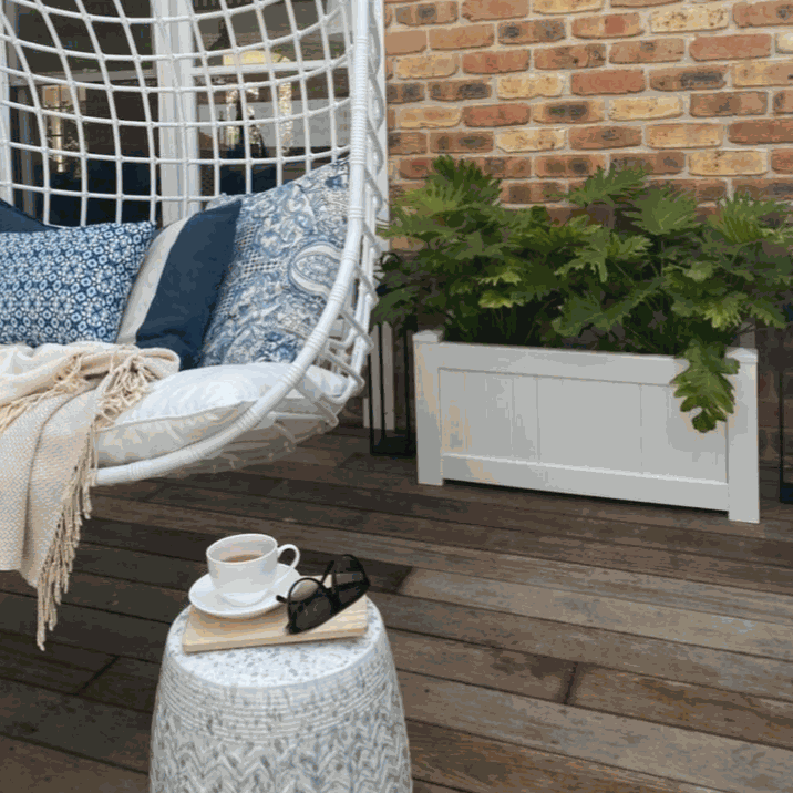 Hamptons Outdoor Rectangular Pvc Planter Box - White