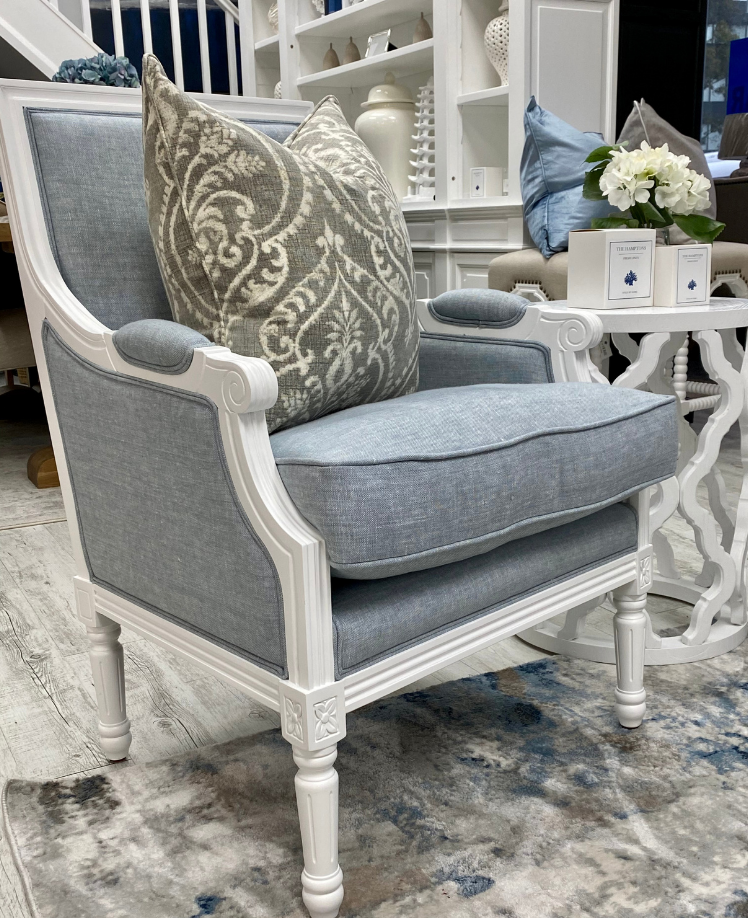 Trent Oak And Linen Upholstered Arm Chair Satin White 70cm wide x 60cm deep x 95cm high