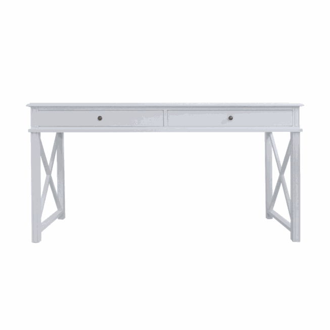 South Beach Cross Leg Office Desk Satin White 140cm wide x 55cm deep x 80cm high