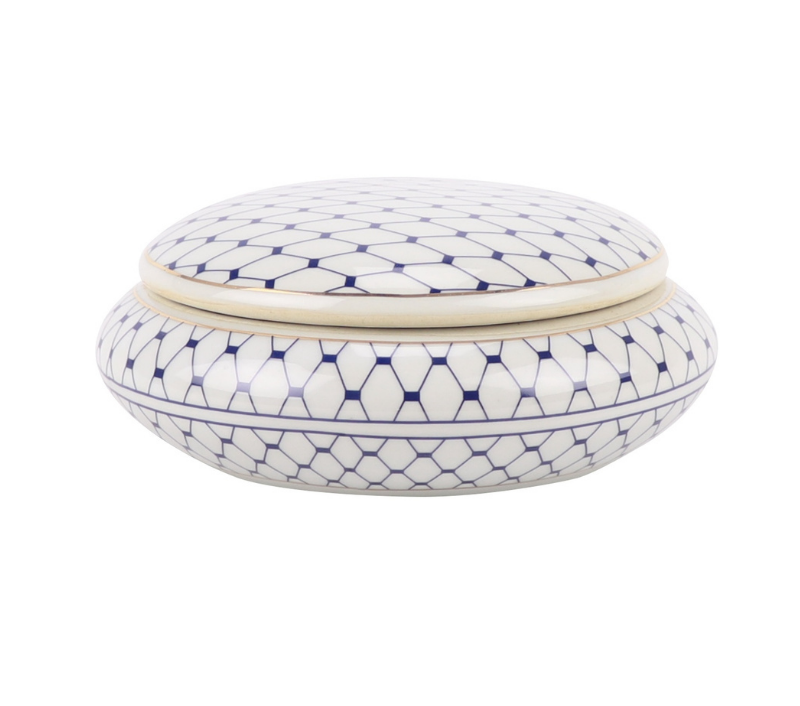 Interlace Round Ceramic Trinket Box 17cm