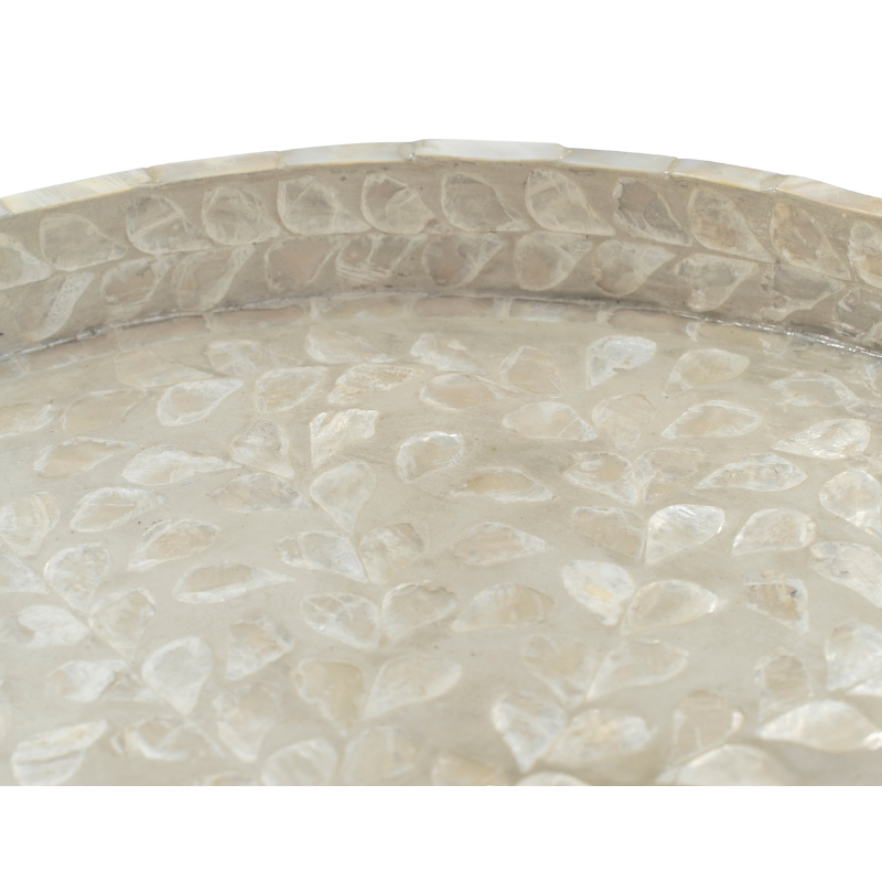 Vine Neutral Round Mother Of Pearl Tray