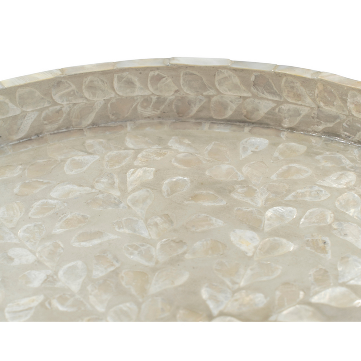 Vine Neutral Round Mother Of Pearl Tray