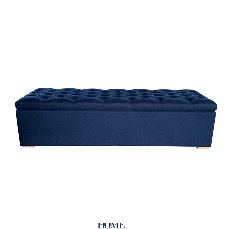 Charlotte Tufted Upholstered Storage Box Navy 160cm wide x 46cm deep x 42cm high