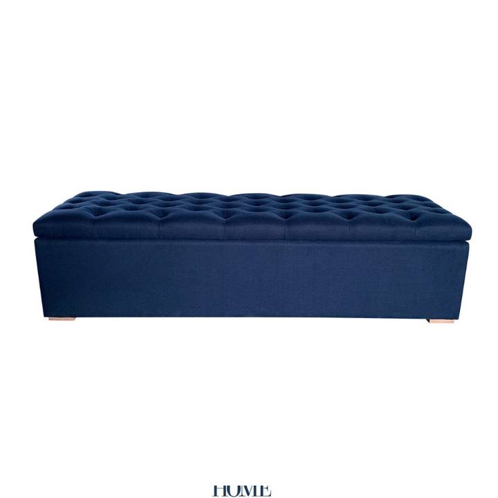 Charlotte Tufted Upholstered Storage Box Navy 160cm wide x 46cm deep x 42cm high