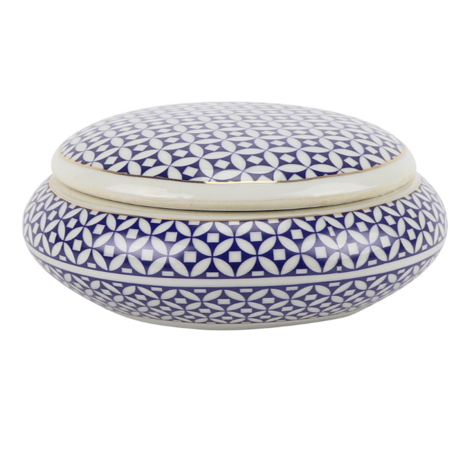 Royal Weave Round Ceramic Trinket Box 17cm