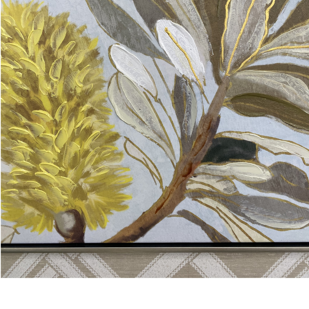 Wattle Canvas In Antique Silver Frame