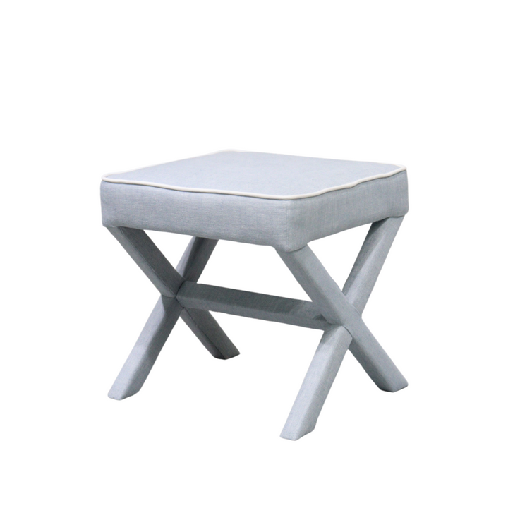Lauren Linen Cross Back Small Bench Duck Egg Blue 50cm wide x 45cm deep x 49cm high