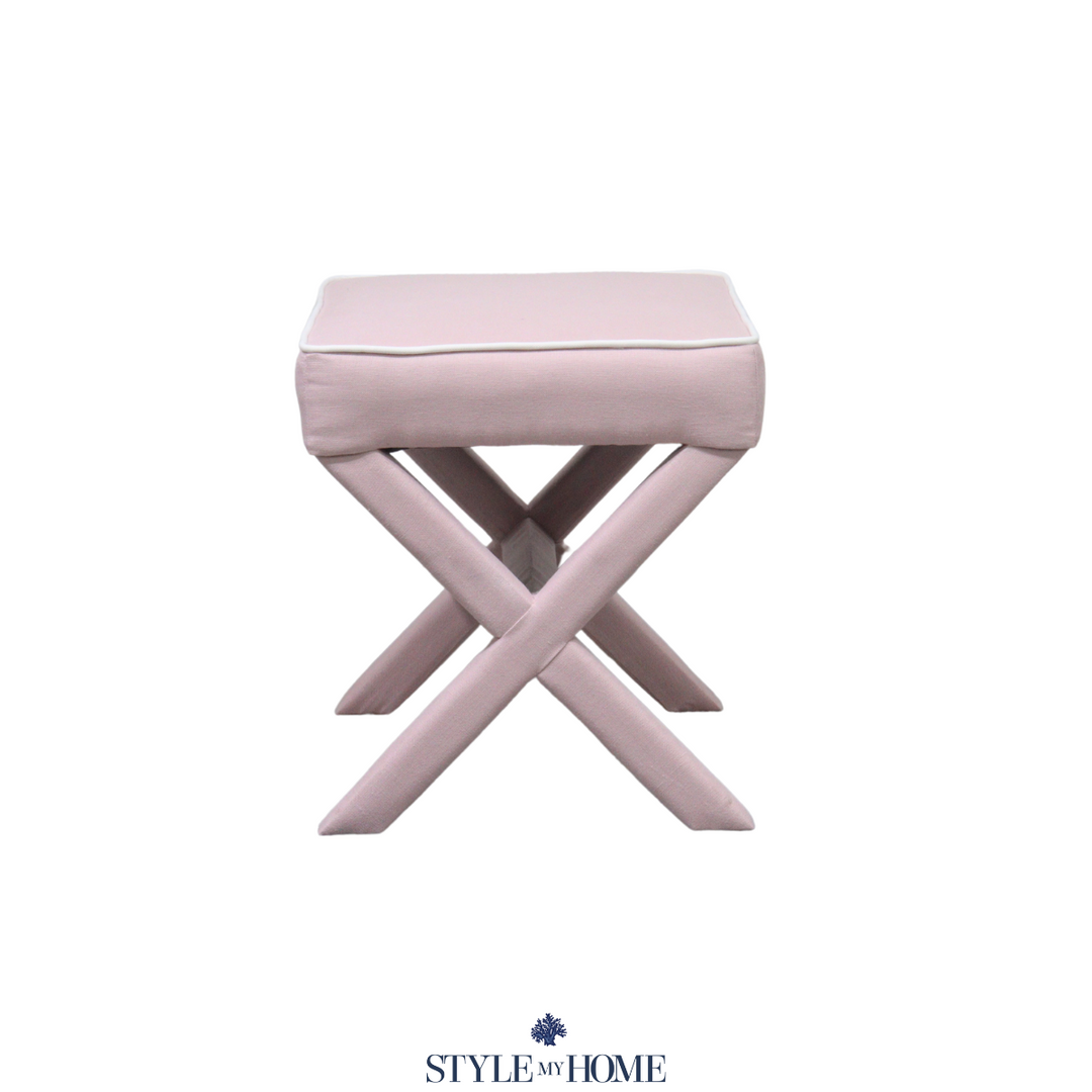 Lauren Linen Cross Back Small Bench