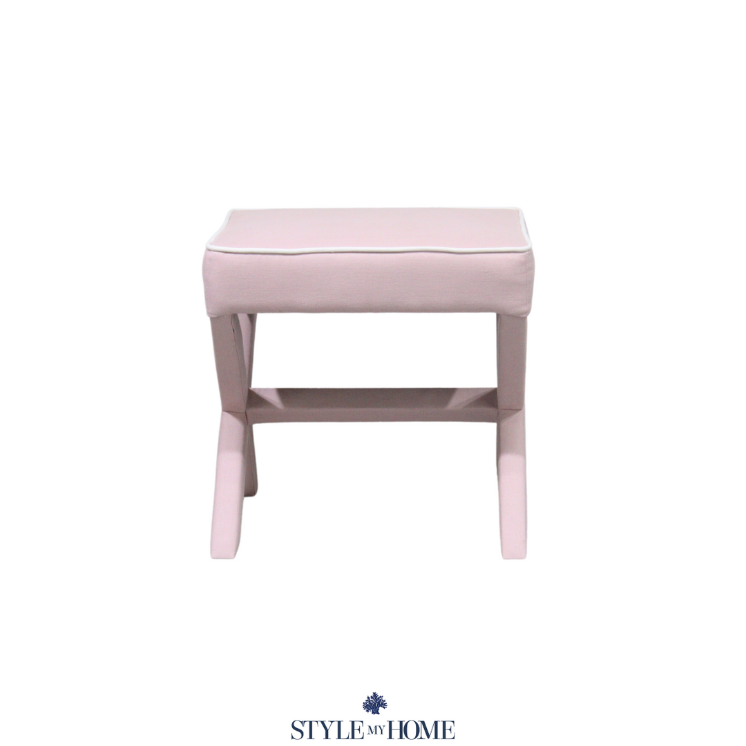 Lauren Linen Cross Back Small Bench