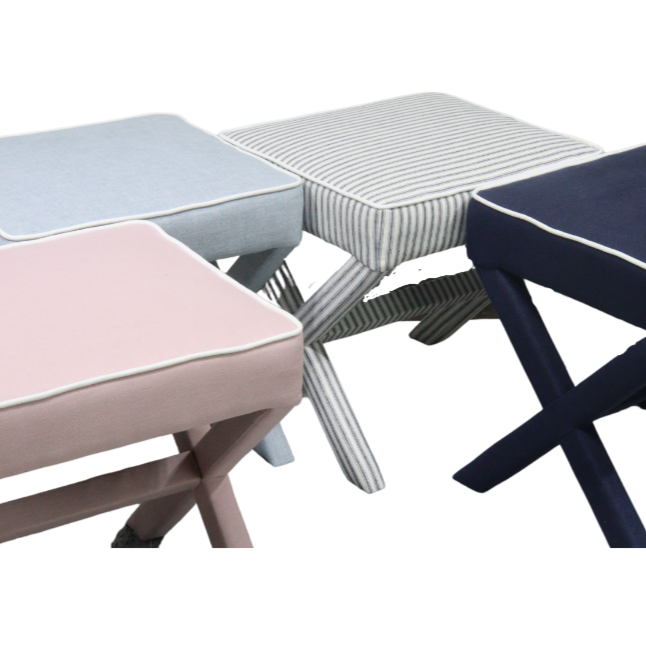 Lauren Linen Cross Back Small Bench
