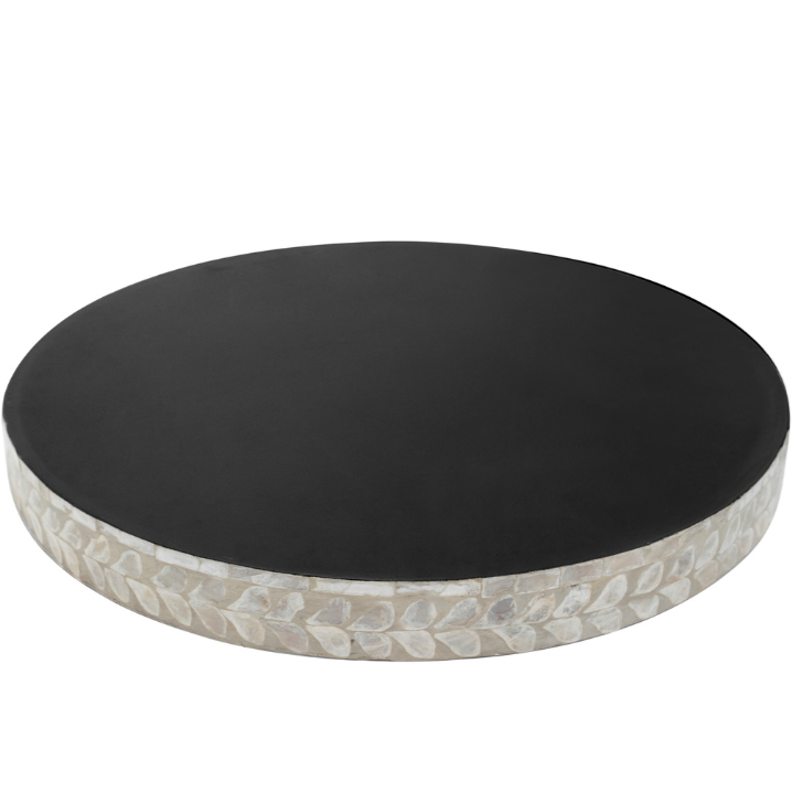 Vine Neutral Round Mother Of Pearl Tray