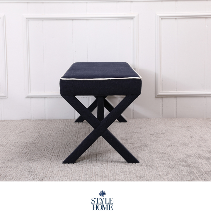 Lauren Linen Cross Leg Medium Bench Seat