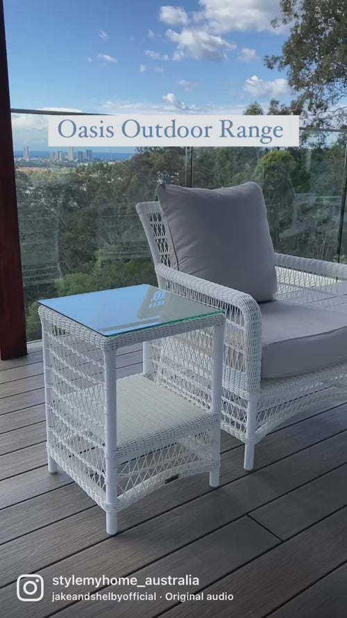 Hamptons outdoor white armchair