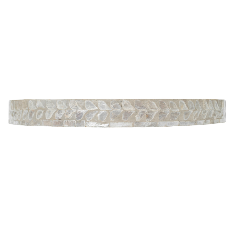 Vine Neutral Round Mother Of Pearl Tray