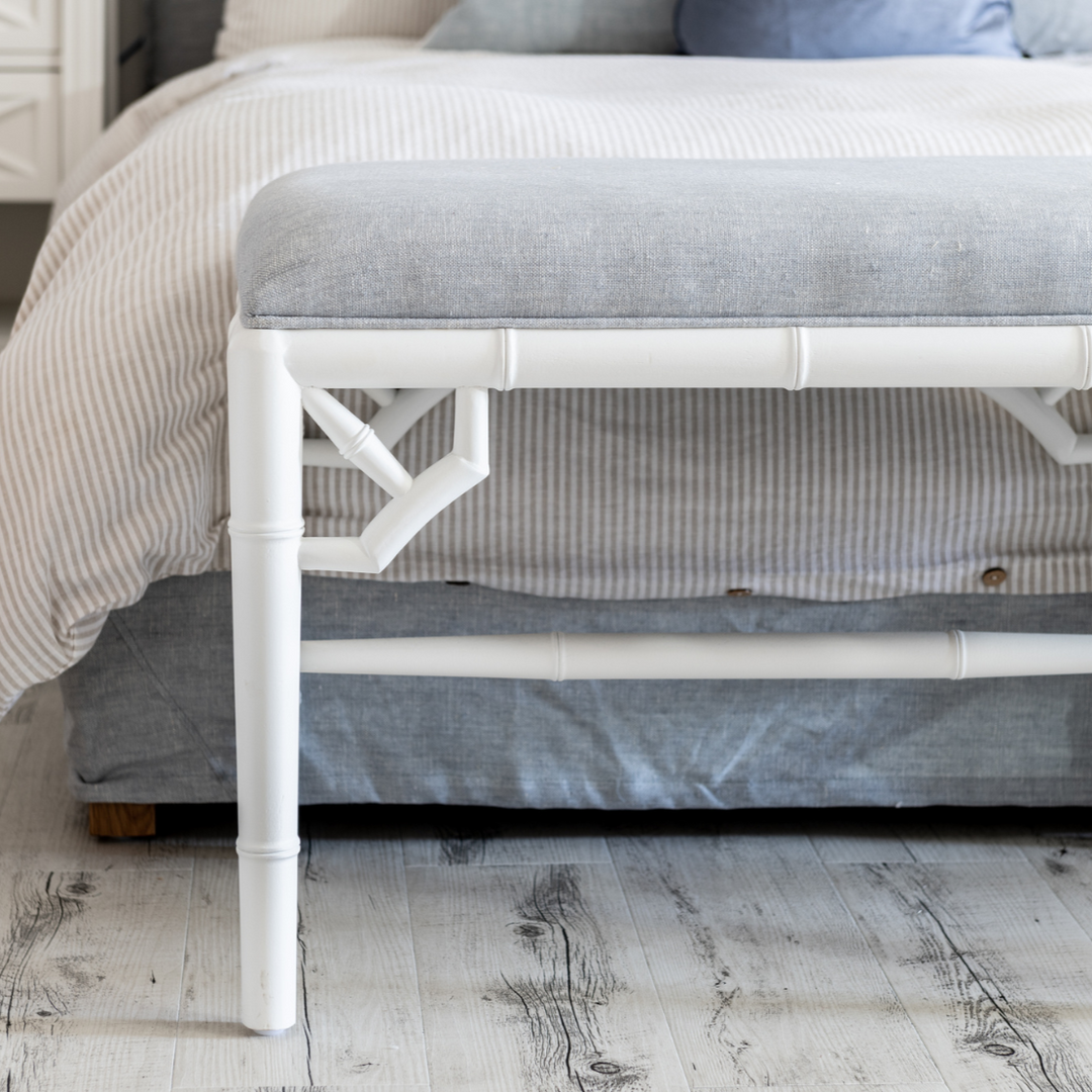 Raffles Linen Upholstered Oak Bench Seat
