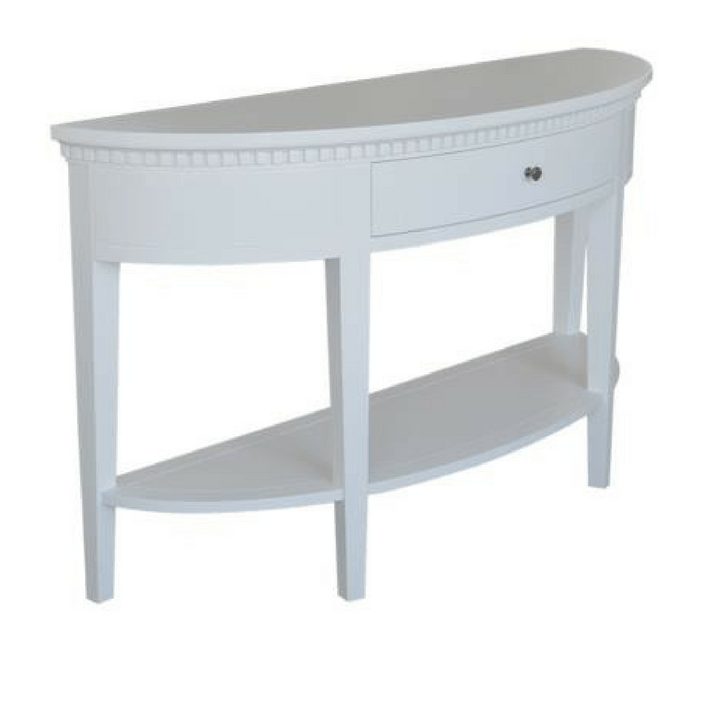 Regency Medium Curved Console Table Satin White 140cm wide x 40cm deep x 80cm high