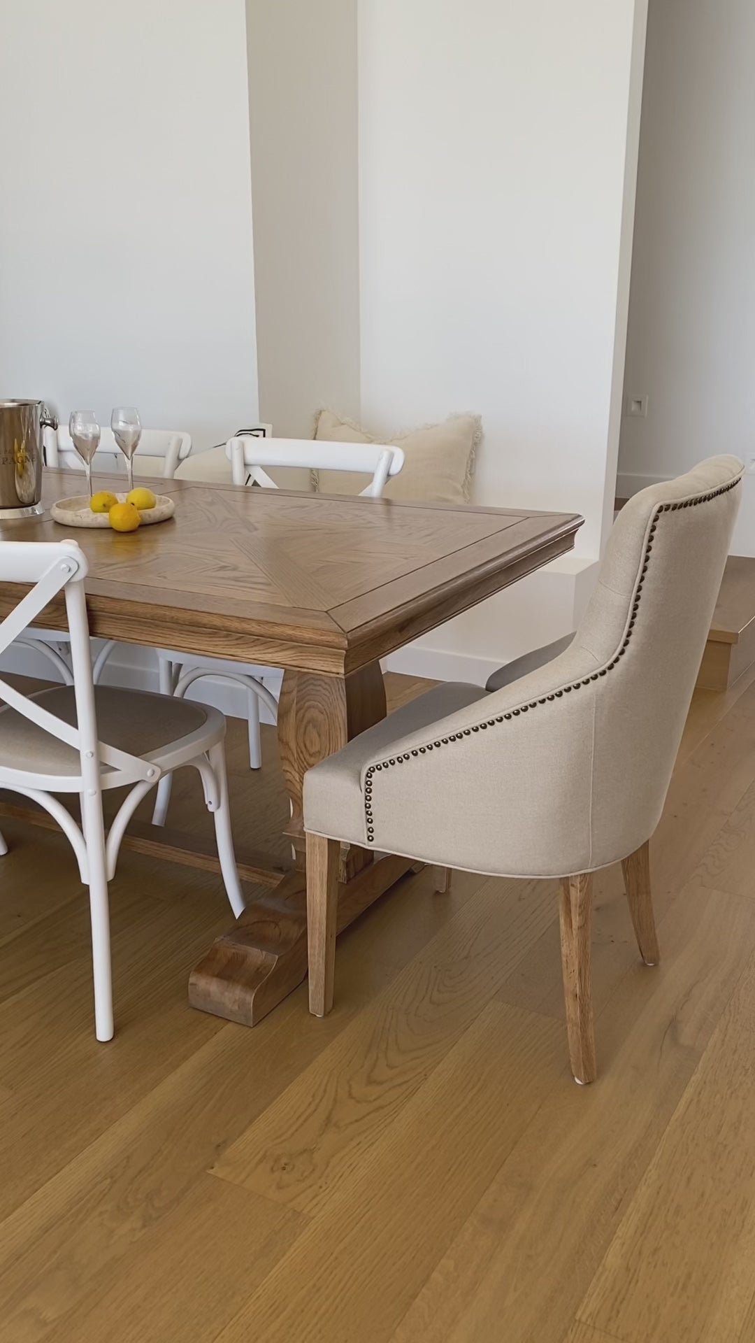 Carter Cross-back Dining Chair With Linen Seat