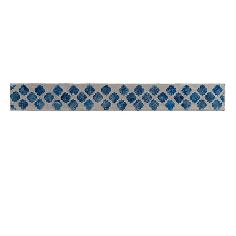 Floral Blue Rectangular Mother Of Pearl Tray