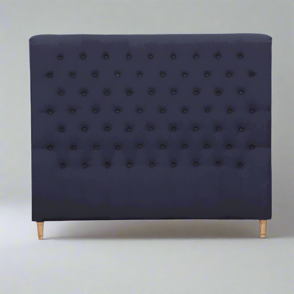 Charlotte Chesterfield Linen Bedhead King Navy Square