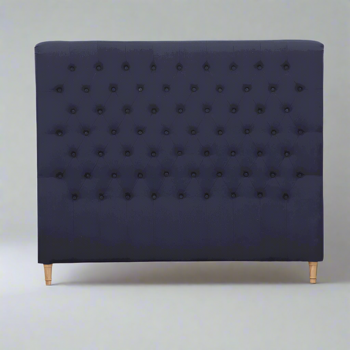 Charlotte Chesterfield Linen Bedhead King Navy Square