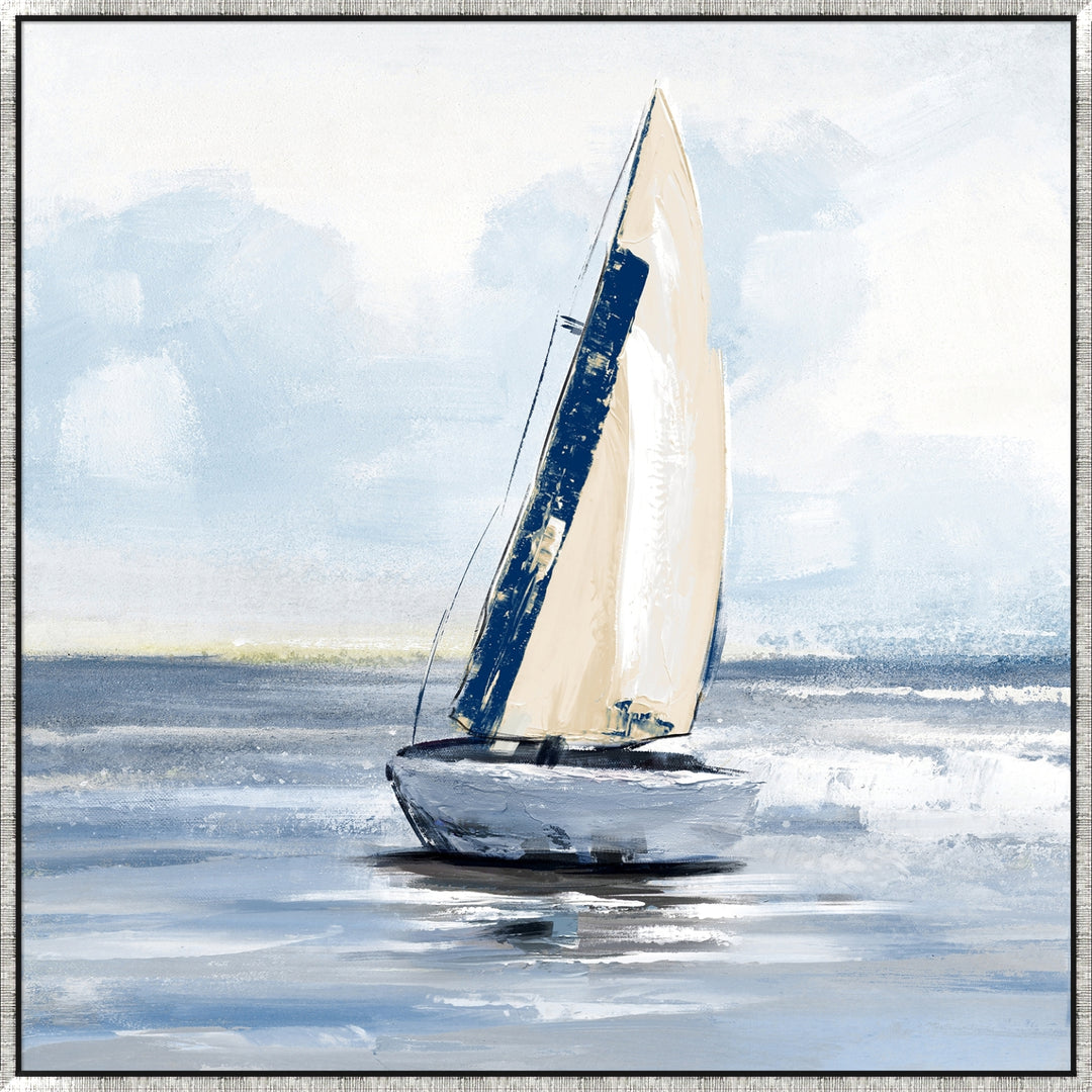 Sailing Day 1 Decorative Canvas In Antique Silver Frame