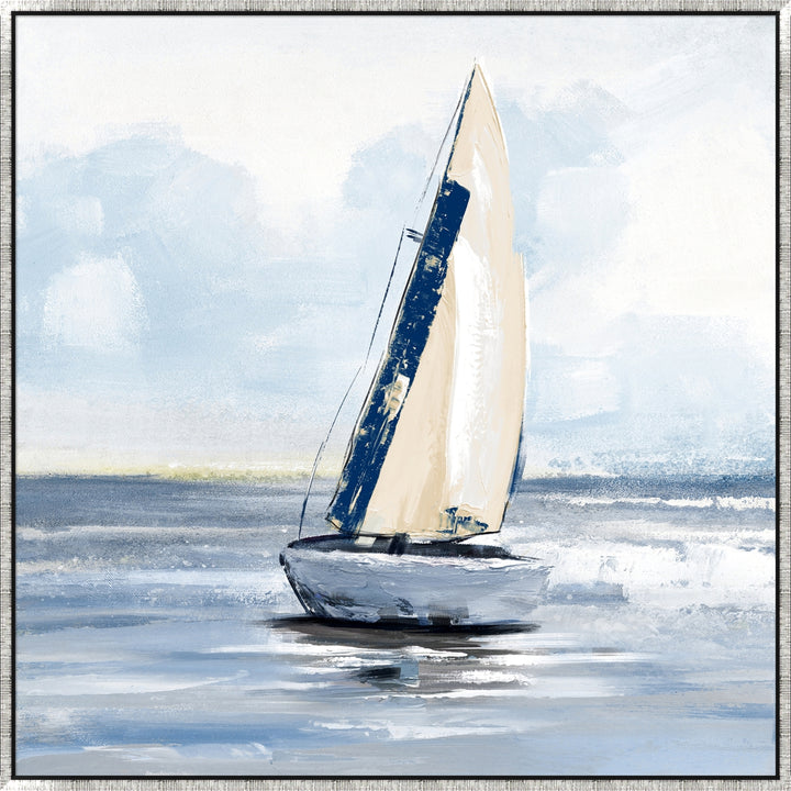 Sailing Day 1 Decorative Canvas In Antique Silver Frame