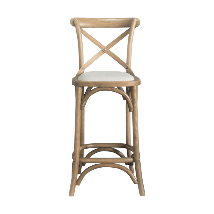 Carter Cross-back Kitchen Stool With Linen Seat