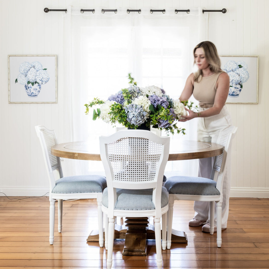 Hannah Parquetry Round Dining Table With Natural Base