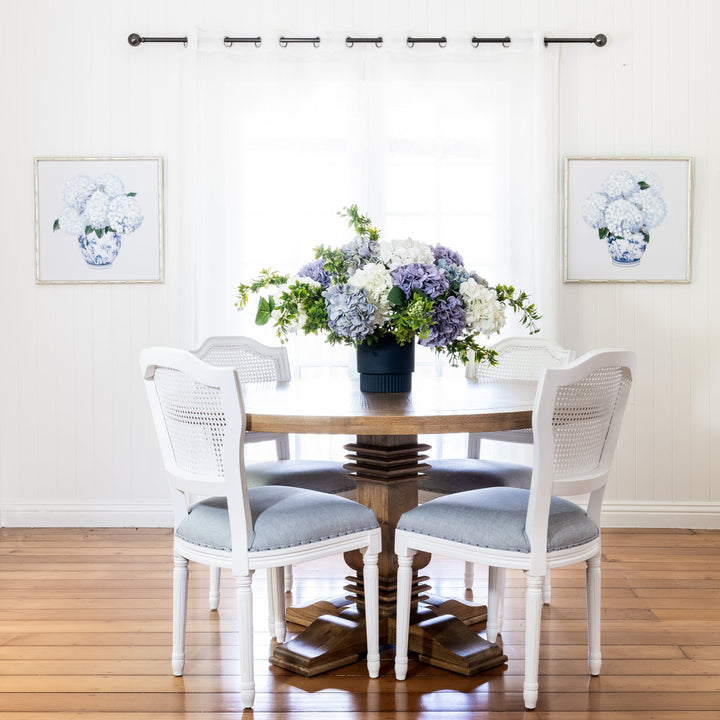 Hannah Parquetry Round Dining Table With Natural Base