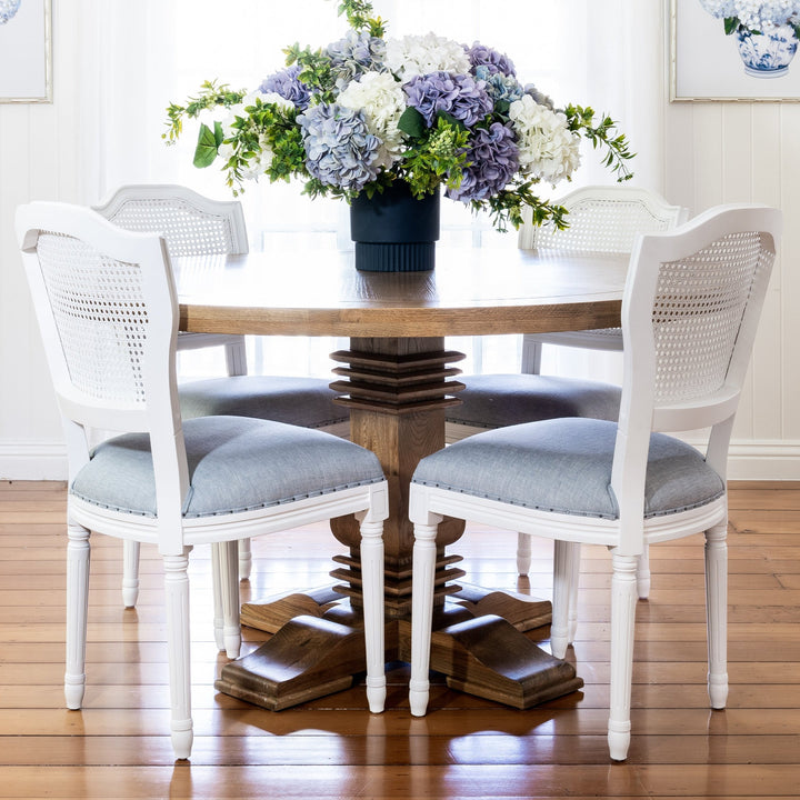 Hannah Parquetry Round Dining Table With Natural Base 1.2m diametre