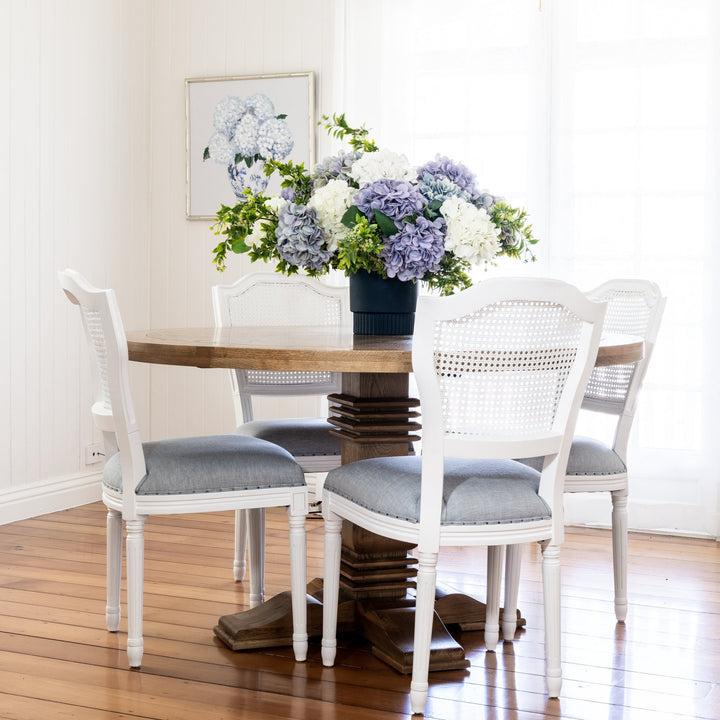 Hannah Parquetry Round Dining Table With Natural Base