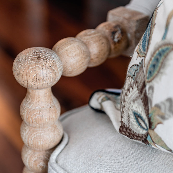 Bobbin Linen And Oak Armchair