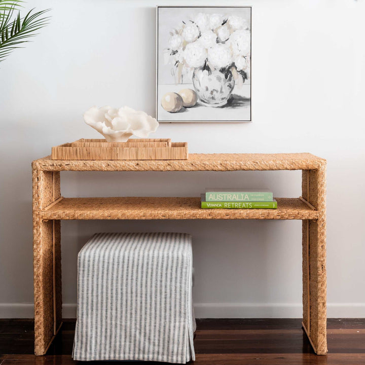 Capri Upholstered Slip Cover Cube Ottoman