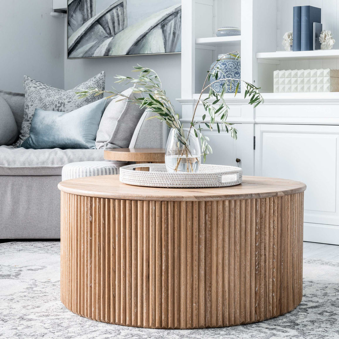 Morning White Rattan Tray Round