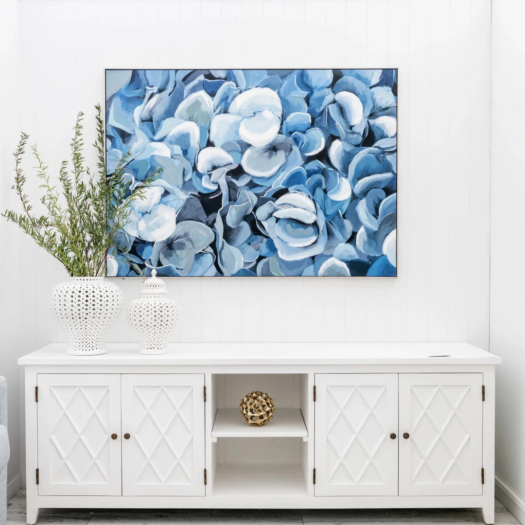 Ascot Large Entertainment Unit Satin White 200cm wide x 55cm deep x 70cm high