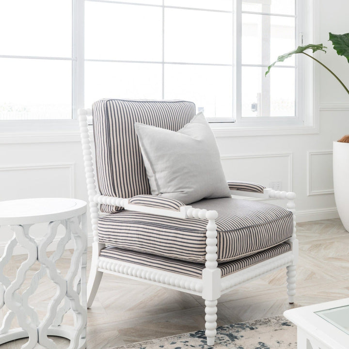 Bobbin Linen And Oak Armchair