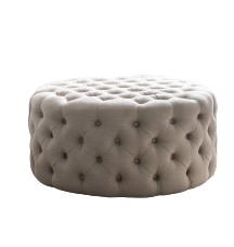 Charlotte Tufted Linen Round Upholstered Ottoman