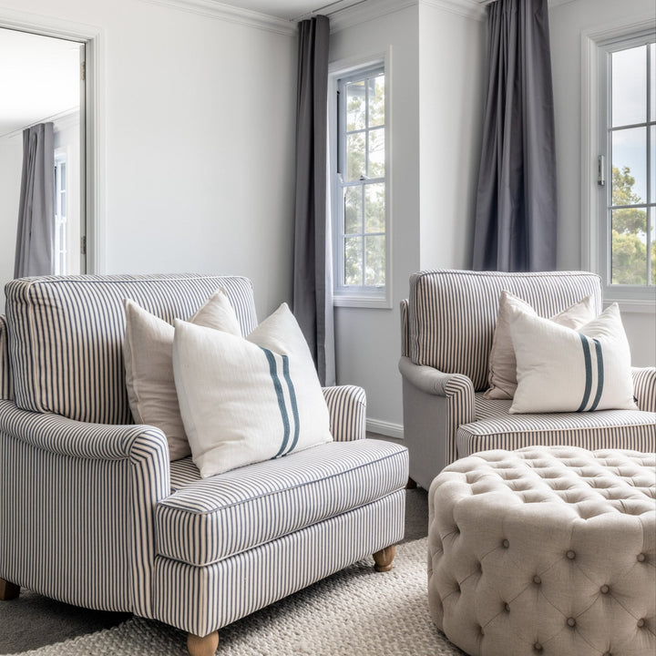 Charlotte Tufted Linen Round Upholstered Ottoman