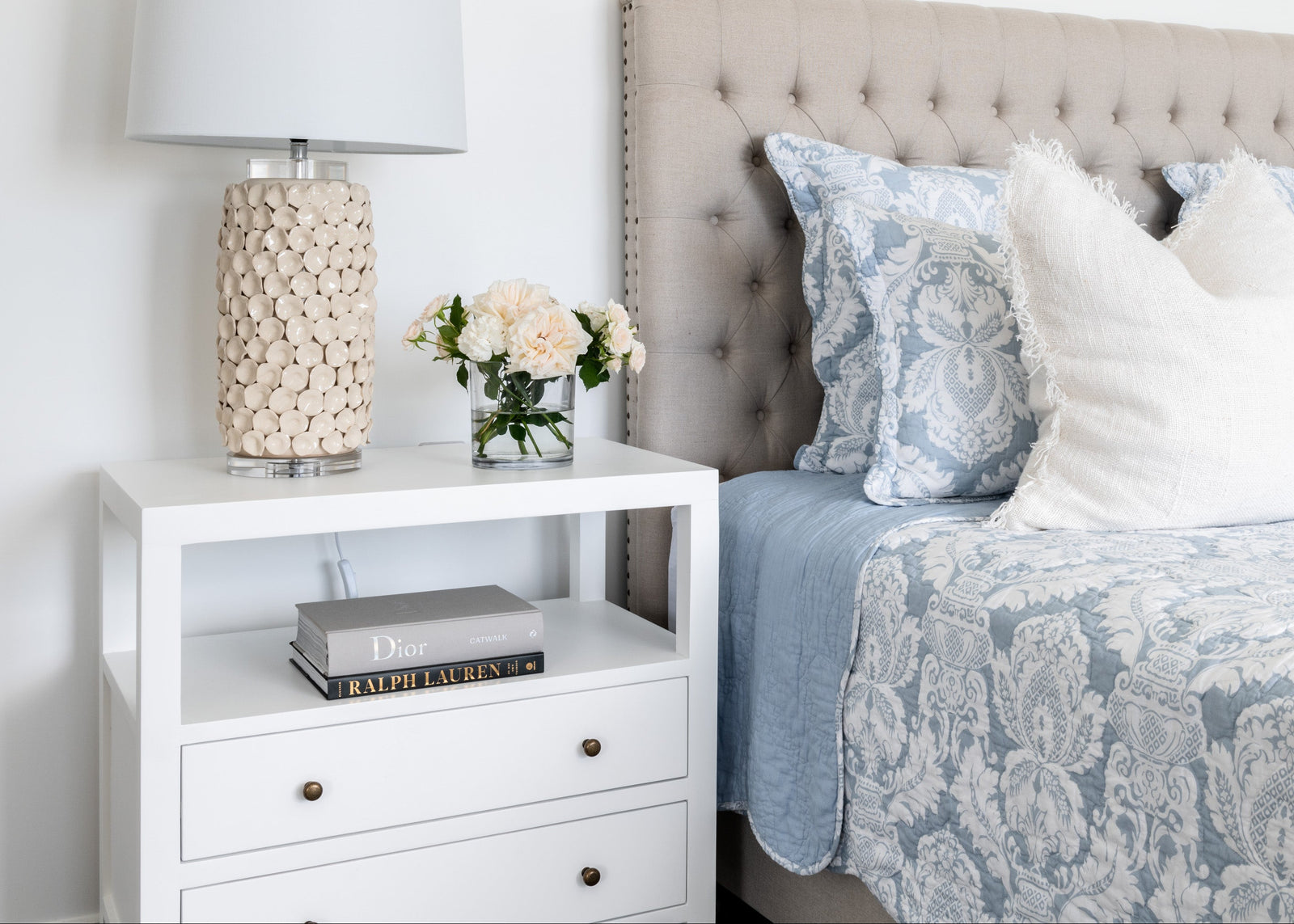 Gold Coast Elliot Large White Bedside Table x 2