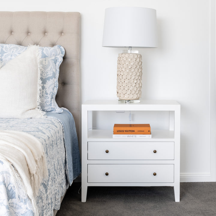 Gold Coast Elliot Large White Bedside Table x 2