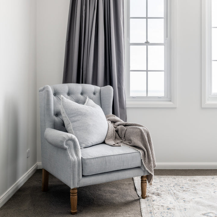 Harriet Linen Armchair Duck Egg Blue 90cm wide x 80cm deep x113cm high