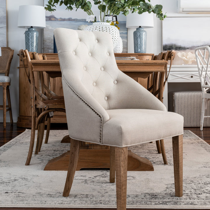 Leopold Upholstered Linen Dining Chair Oatmeal