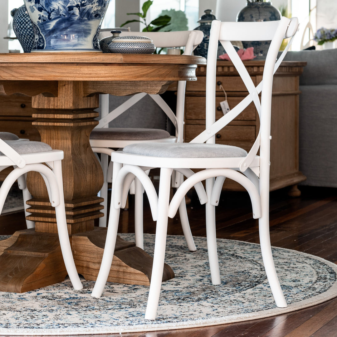 Carter Cross-back Dining Chair With Linen Seat