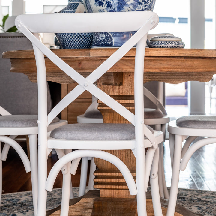 Carter Cross-back Dining Chair With Linen Seat