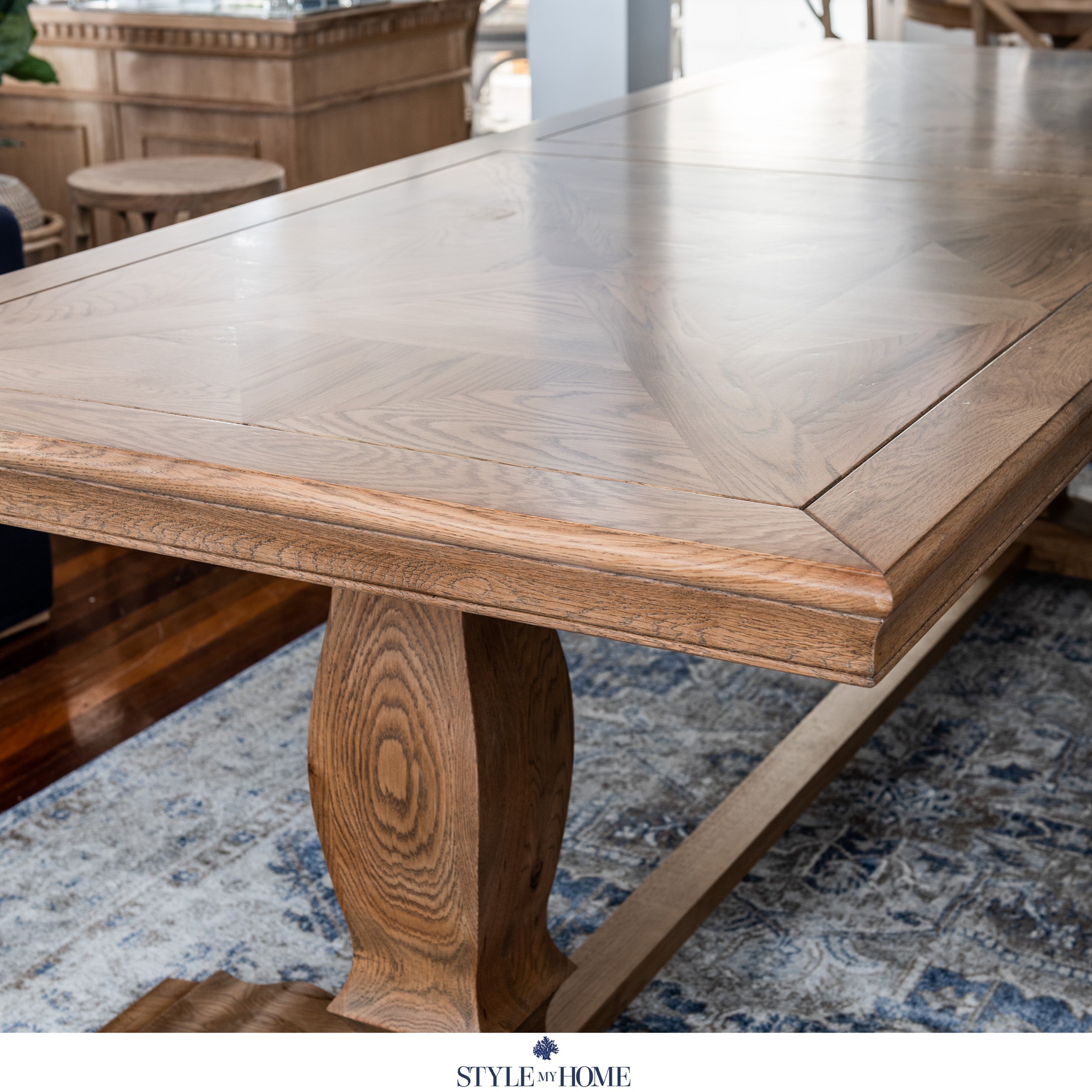 Kensington Parquetry Natural Oak Dining Table Test Assembly