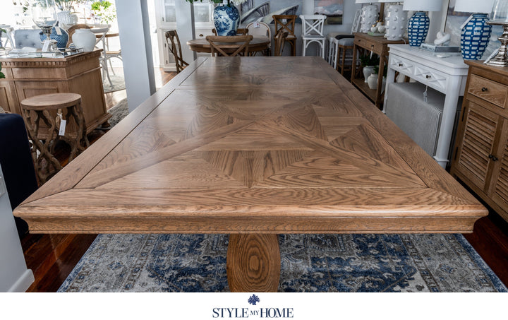Kensington Parquetry Natural Oak Dining Table Test Assembly
